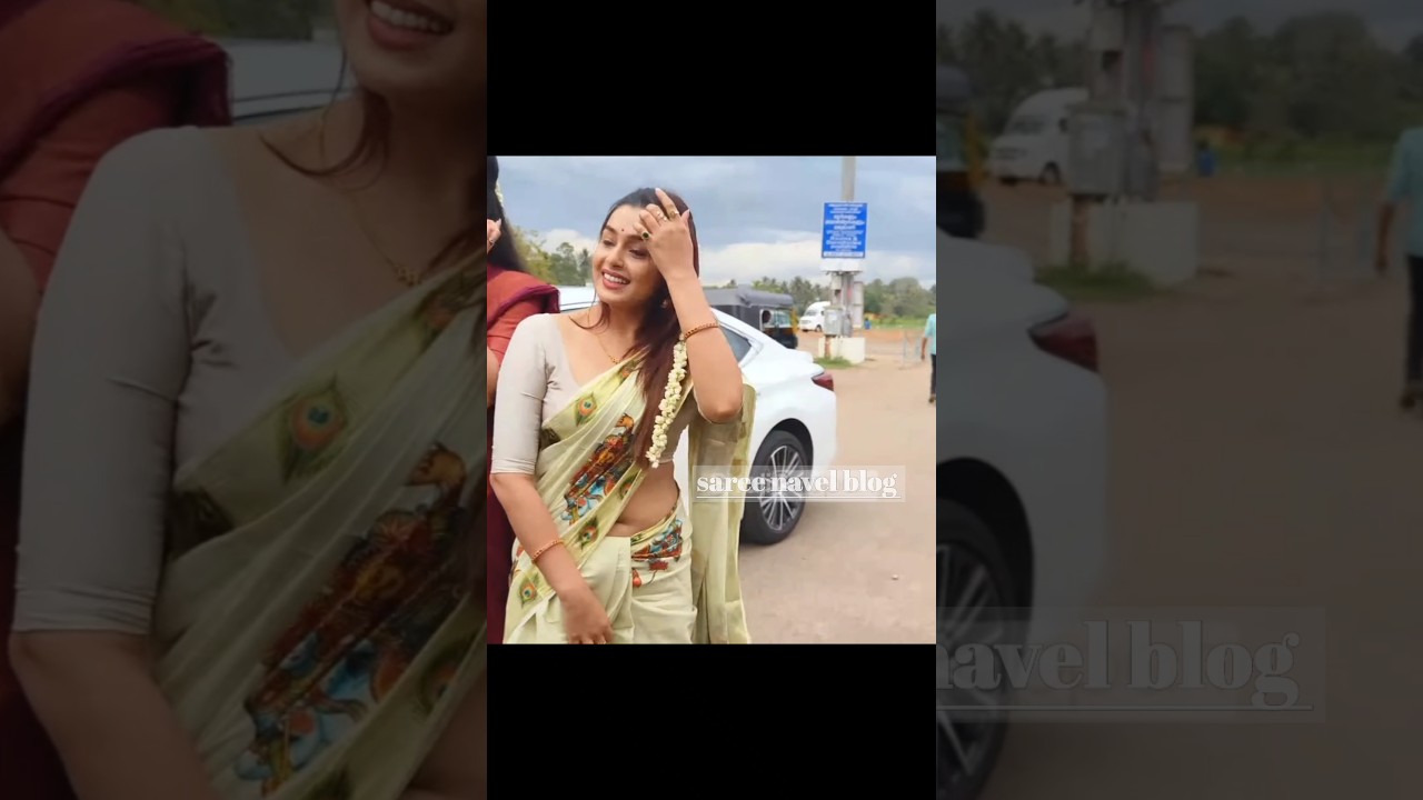 actress mokksha latest hot saree navel slip| mokksha at attukak temple #mokksha #hotsareestatus #hot