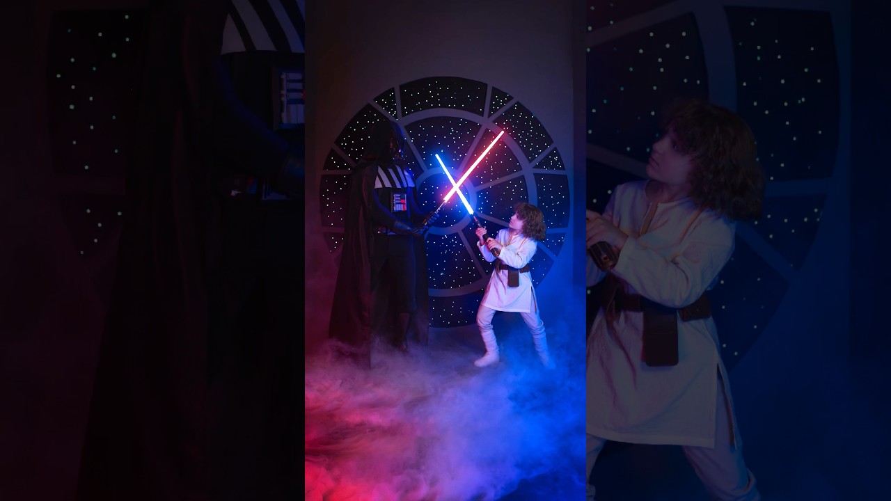 #AD our family recreated an epic scene from #StarWars for Father’s Day!✨@Disney #IAmYourFathersDay