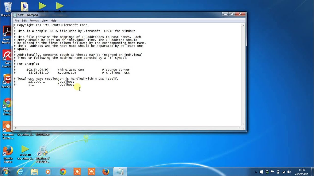 Adding host file entries in Windows