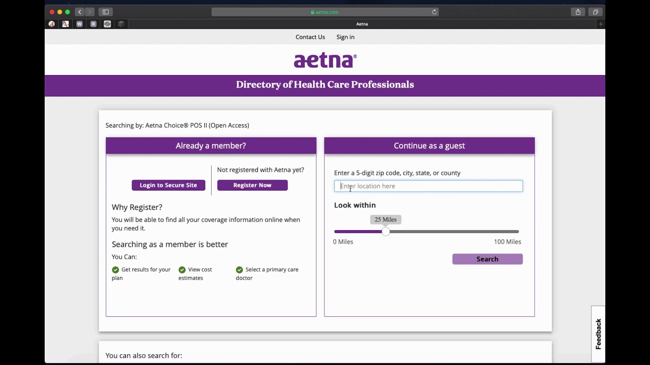 Aetna preferred provider search tool