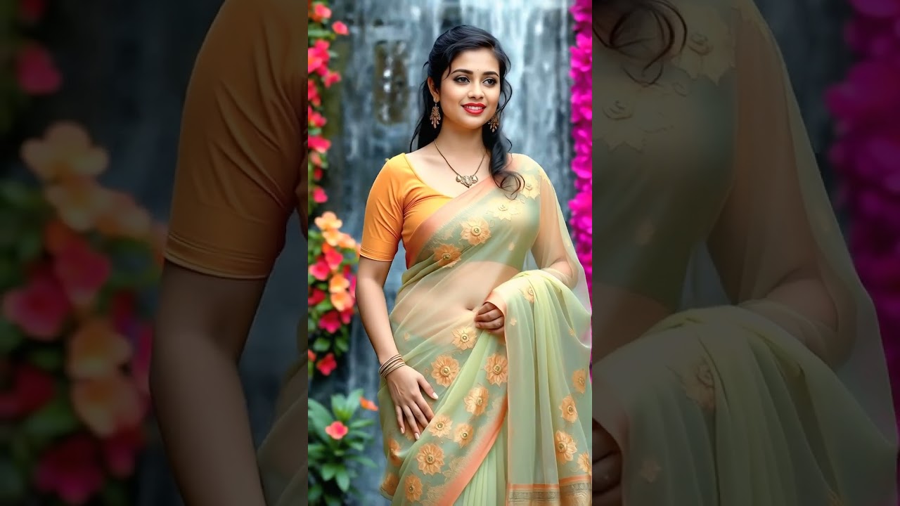 AI Desi Beauty in Saree ✨ | Navel Style #navelbeauty #hotgirl #saree #desigirl #shorts