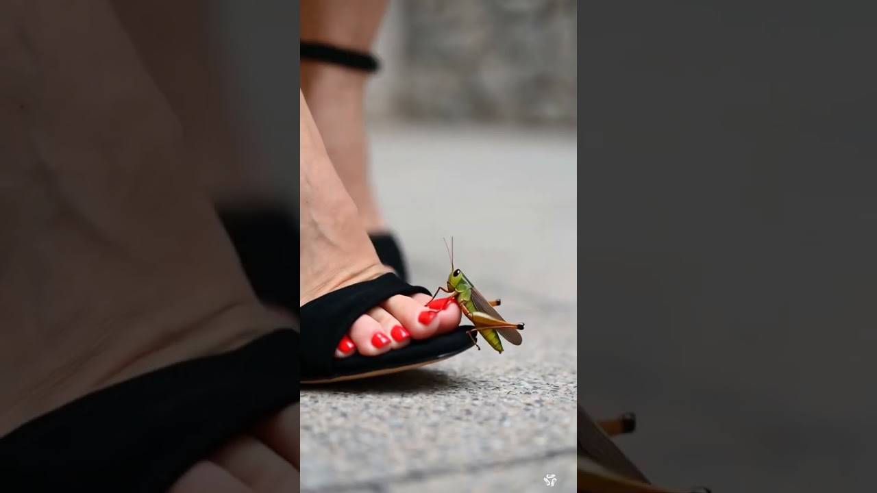 ai girl feet high heels vs grasshopper