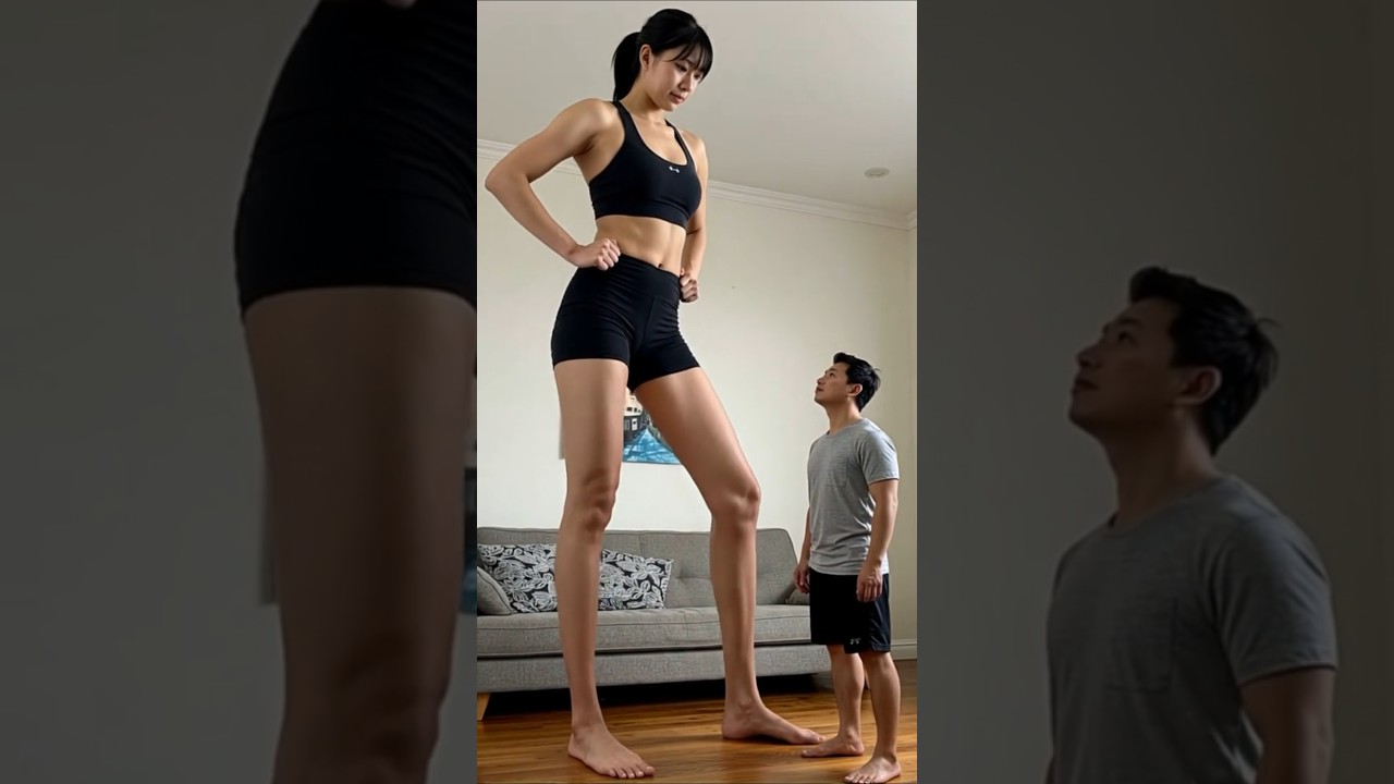 AI Mini Giantess #sizedifference #tallwoman #giantess #minigiantess #giantessgrowth #tallgirl #heigh