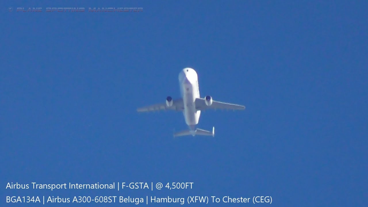 Airbus Transport International Airbus A300-608ST Beluga No1 (F-GSTA) @ 4,500FT Over Manchester
