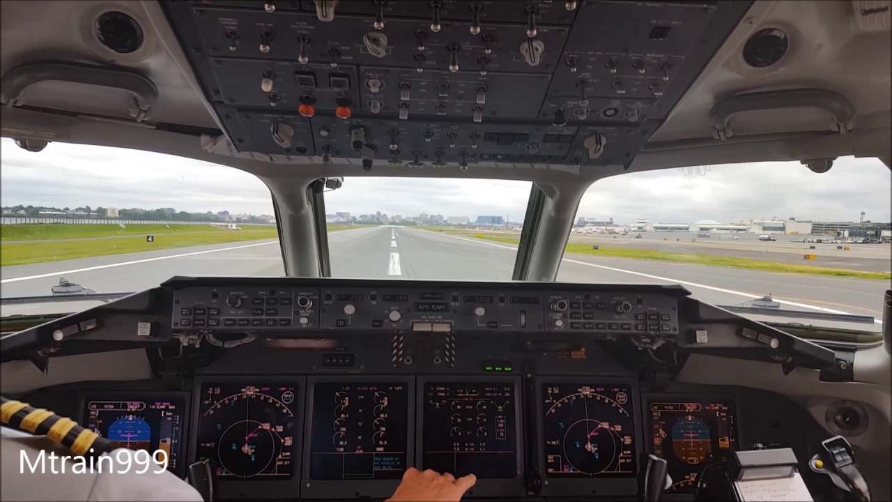 airTran 717 take off, LGA, cockpit view