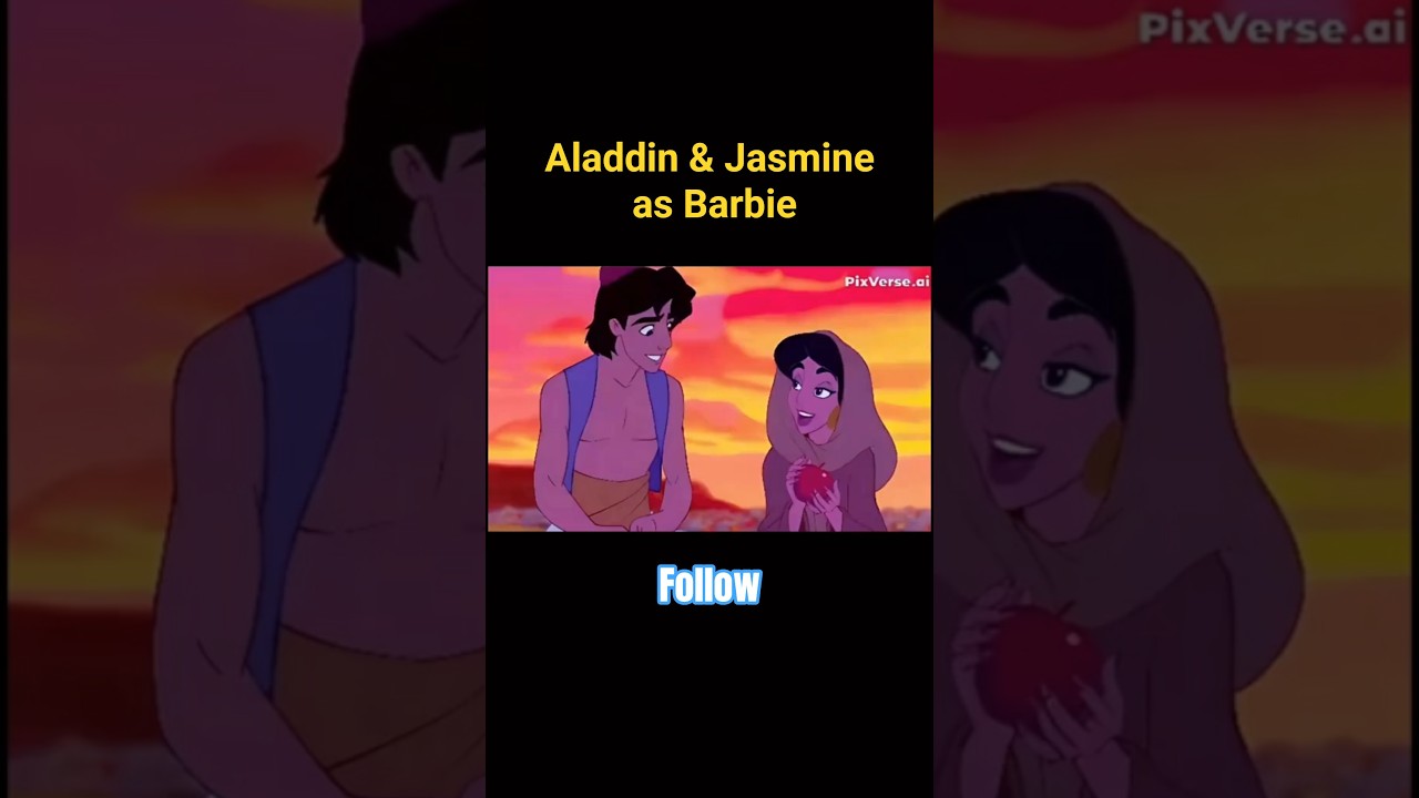Aladdin and Jasmine in barbie world Disney #disney #ai #aladdin #Jasmine #barbie #aiart #shorts