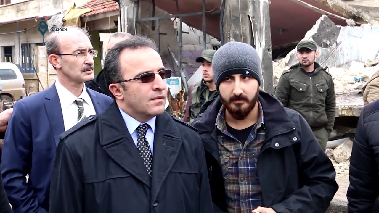 Aleppo: Mayor of the Turkish city of Kilis visit Azaz city after the bombing in the city 9-1-2017