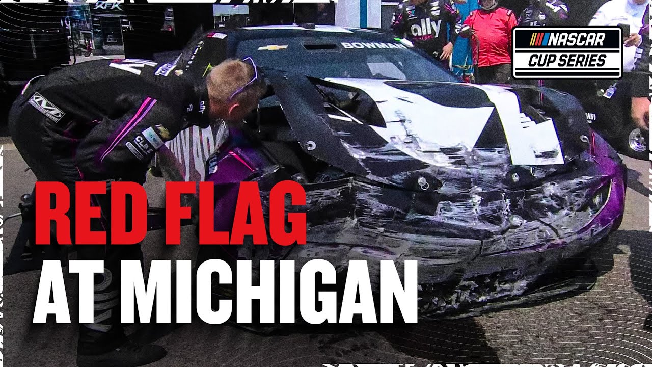 Alex Bowman Crashes Hard, Red Flag Stops NASCAR Race | 2025 FireKeepers Casino 400