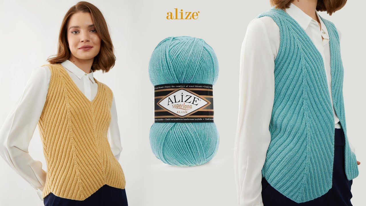 Alize Superlana Klasik ile Balıksırtı Desenli Yelek