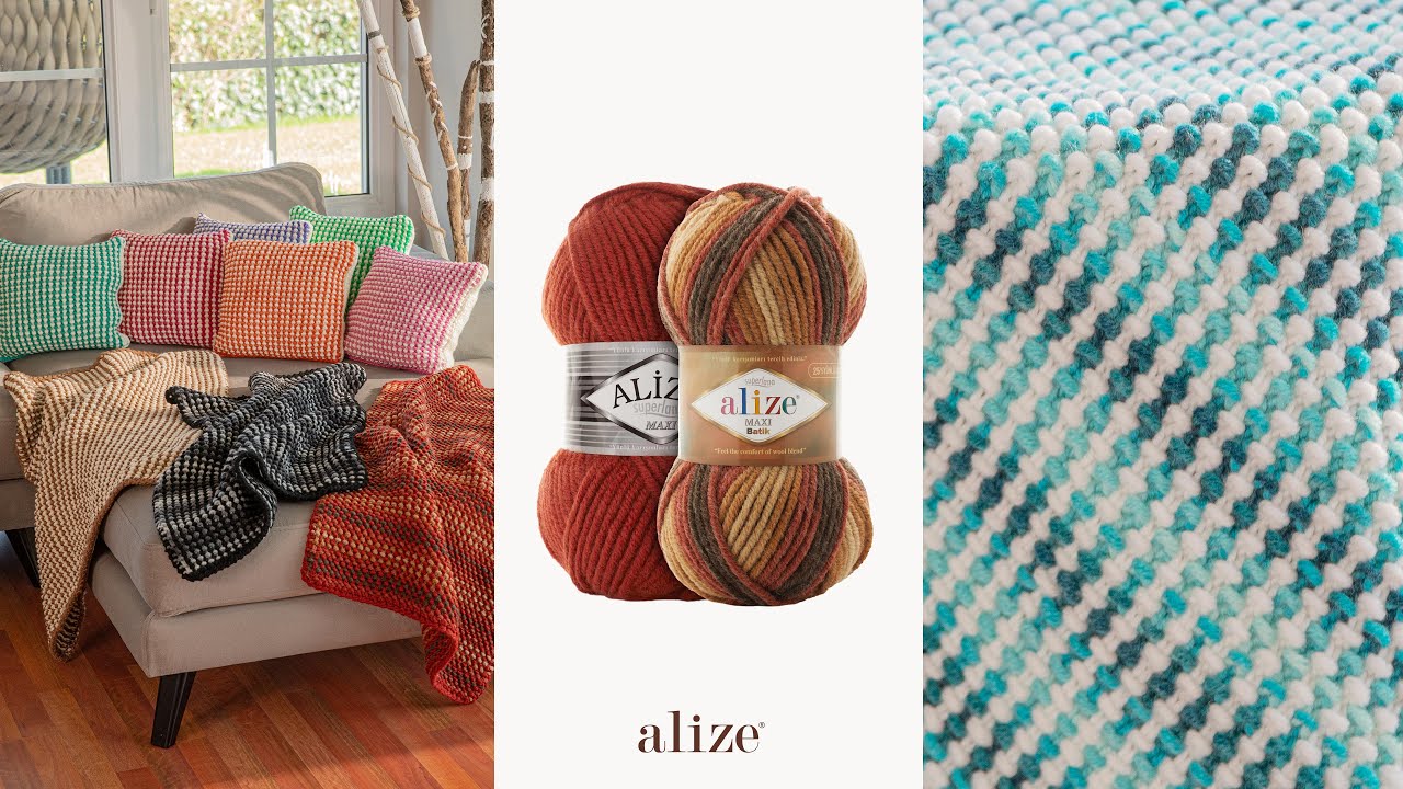Alize Superlana Maxi Batik ile İki Renkli Battaniye