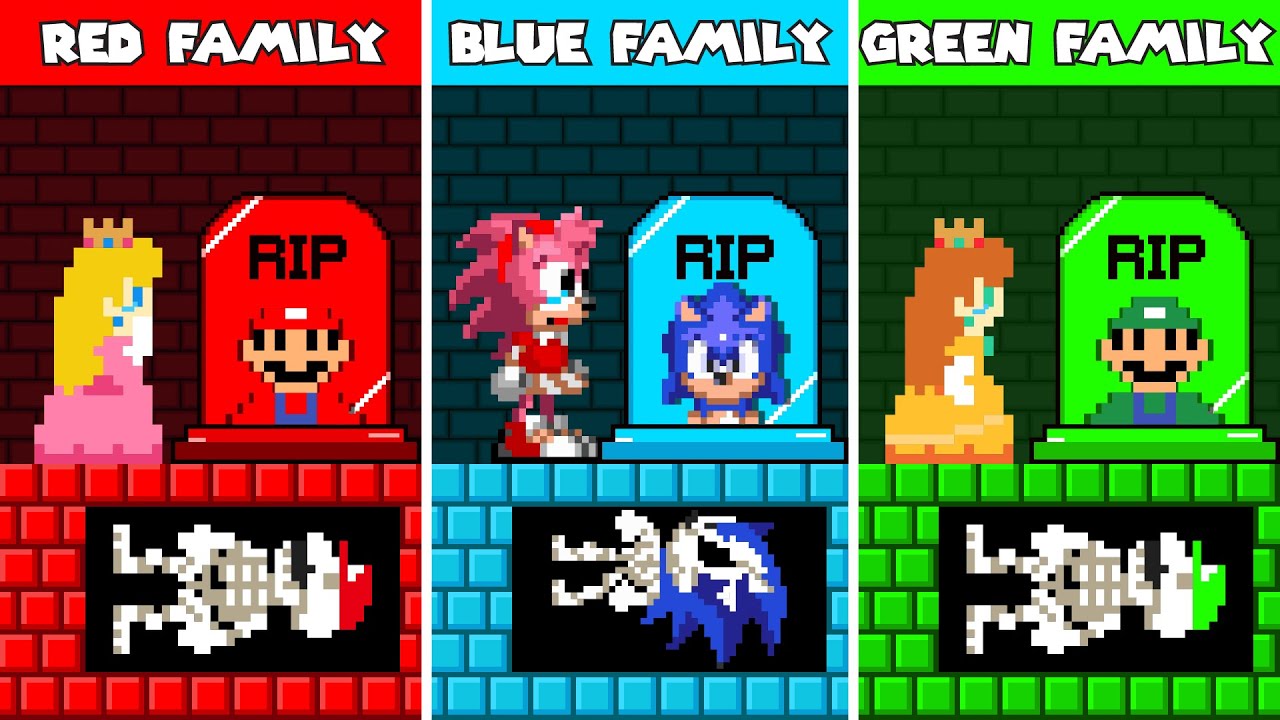 All Princess R.I.P Mario, Luigi, and Sonic One Colored CHALLENGE!