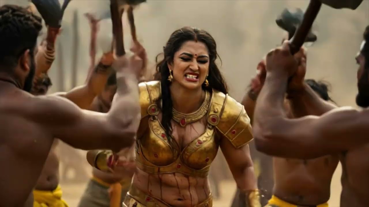 Amazon warrior women are surrounded by men who try to defeat them but fail.