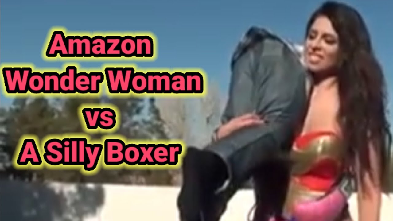 Amazon Wonder Woman vs A Silly Boxer | tall girl short guy | tall amazon woman lift carry