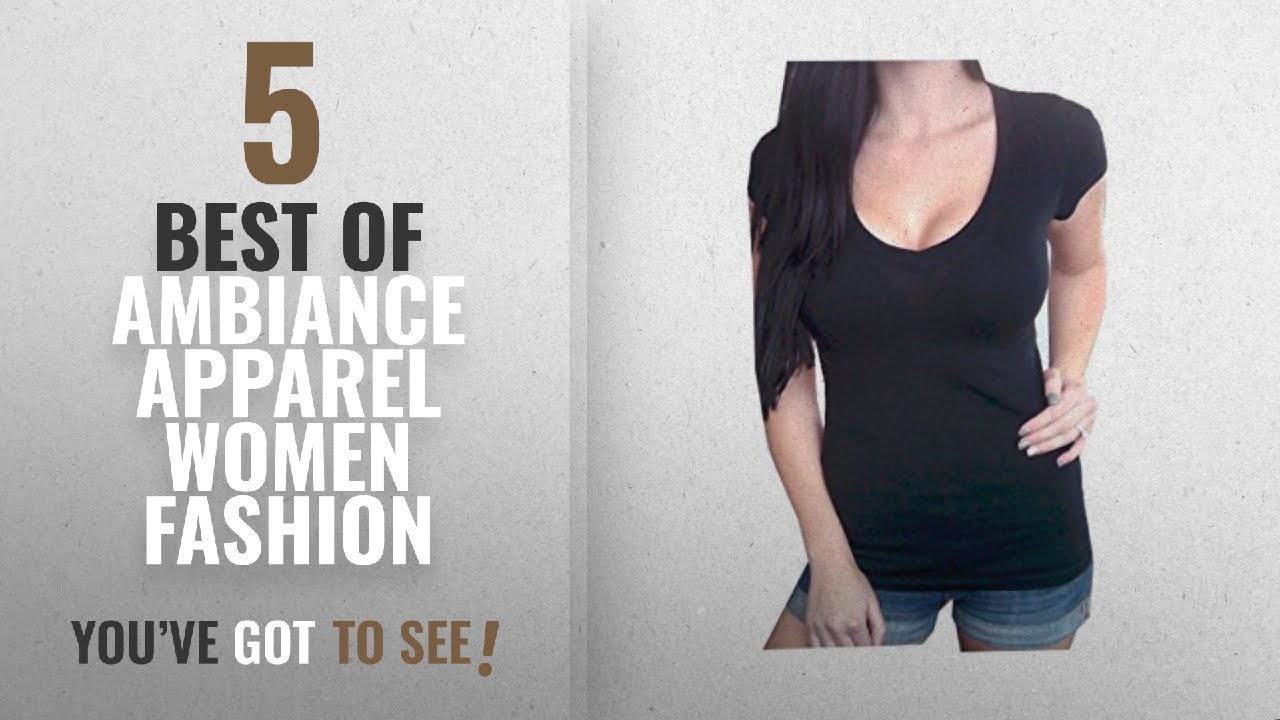 Ambiance Apparel Women Fashion [2018 Best Sellers]: Sexy Women's Black V-Neck Low-Cut Basic Short