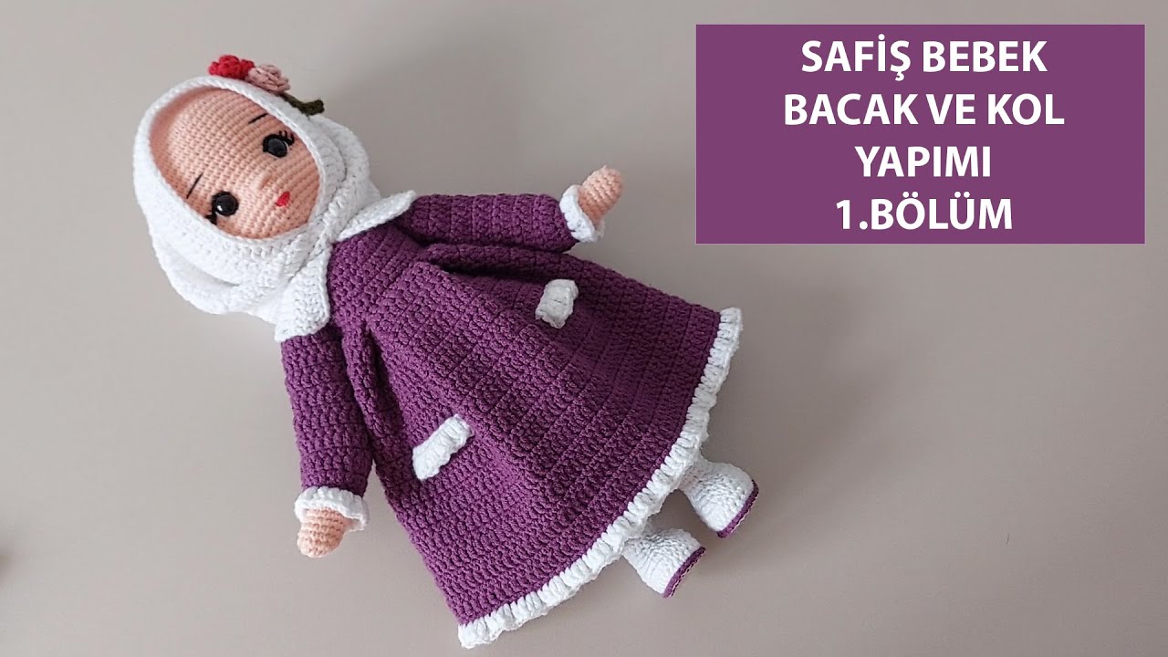Amigurumi Türbanlı Safiş Kız Bacak ve Kol yapımı 1 BÖLÜM (amigurumi doll tutorial)English subtitle