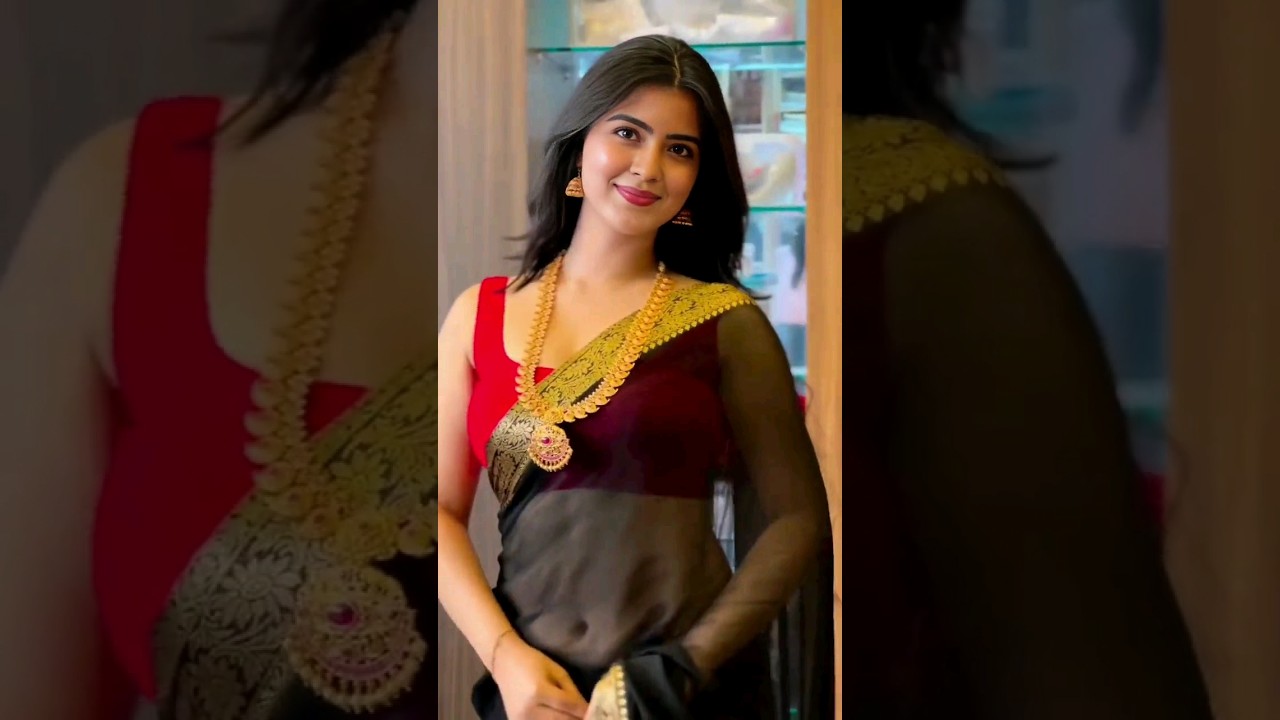 Amritha Aiyer latest hot navel show transparent saree🔥 #amrithaiyer #trending #viral