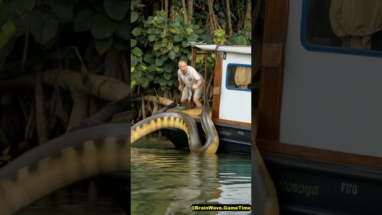 Anaconda Encounter on Amazon River Boat 🐍🚤