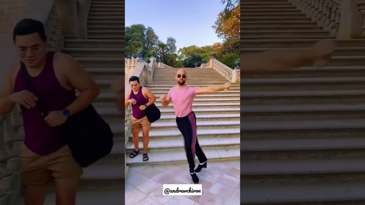 Andrew tate catches a man on the stairs and does not let him pass #dancing #andrewtate #tate
