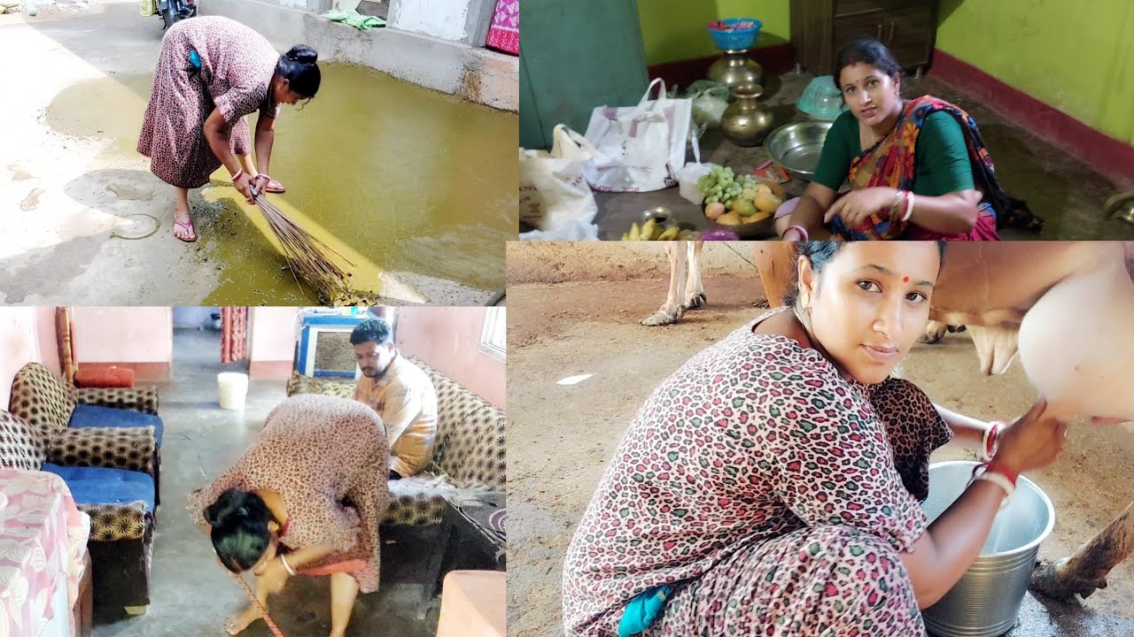 Anek diner asa puron karlam ajke🥰🌺 @kalyanivlogs5548 #Deli vlogs #cow milkig #Cleaning