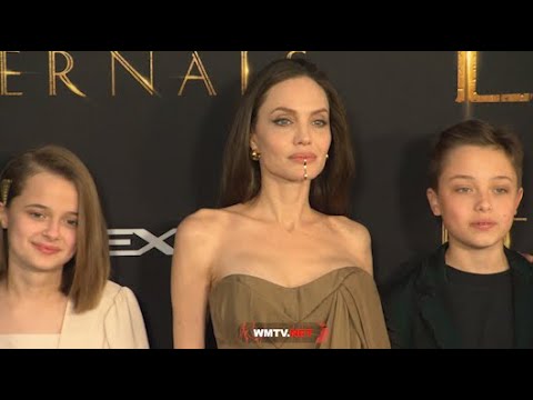 Angelina Jolie and her Entire Family arrive at Marvel Studios' 'Eternals' Film premiere in LA