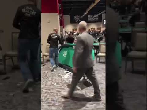 Angry Poker Player Flips The Table Over After Losing! #poker #games #fail