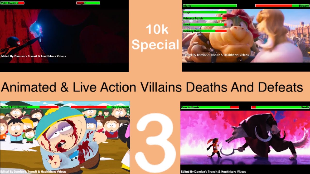 Animated & Live-Action Villains Defeats & Deaths with healthbars (Part 3) (10k Sub Special)