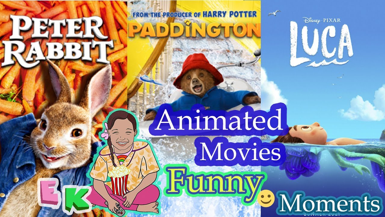 Animated Movies for Kids - Funny Moments in Peter Rabbit, Paddington and Luca.