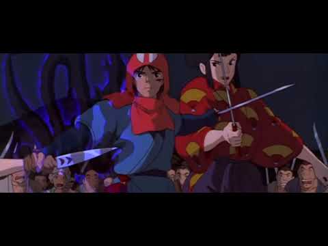 Anime of the Guardians (2008) Lady Eboshi vs. Ashitaka scene