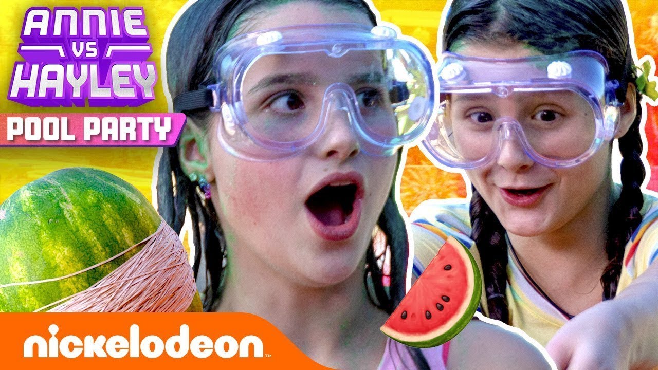 Annie & Hayley EXPLODE WATERMELONS w/ RUBBER BANDS! 🍉 | Pool Party - Ep. 3 | Nick
