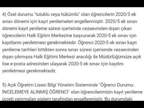 AOL Ek sınav Kayıt yenileme işlemleri BAŞLADI