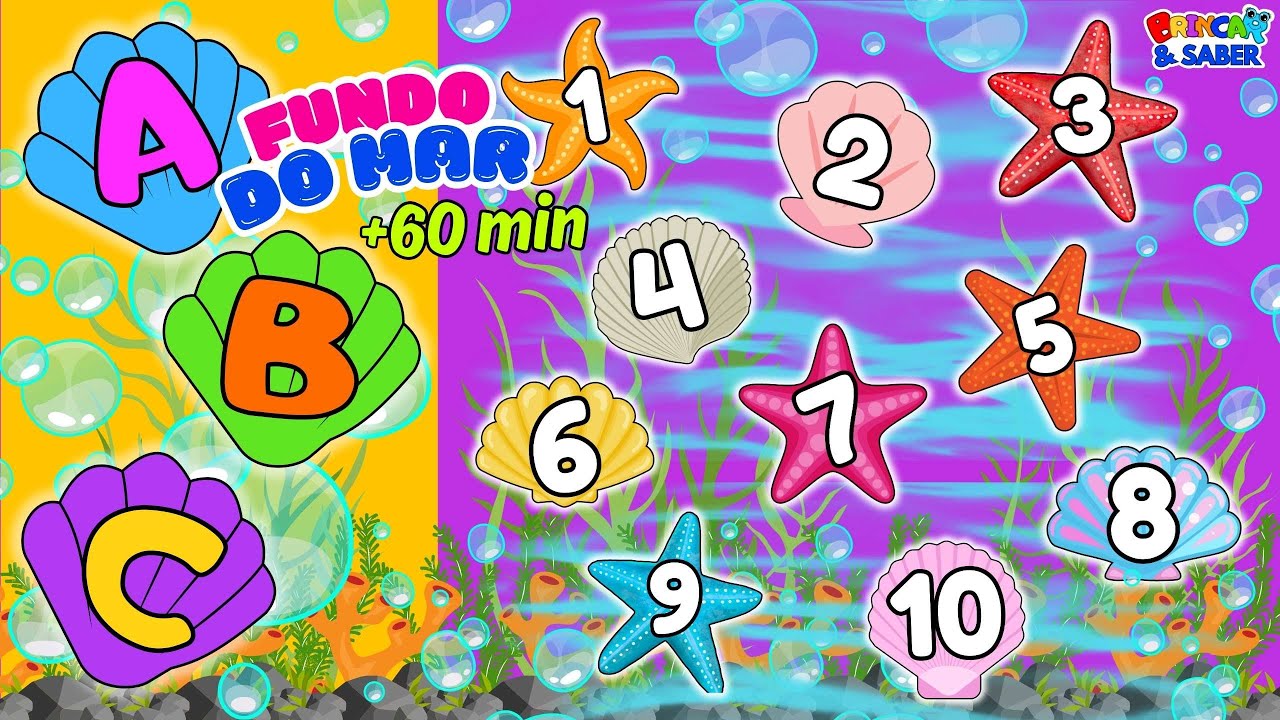 Aprender as letras do ALFABETO, os números e cores - Fundo do mar - Desenho infantil educativo
