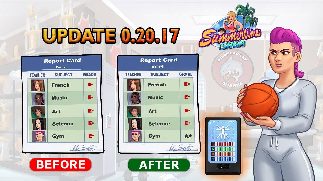Archive A+ Grade In GYM walkthrough    #summertimesaga      (Coach Bridget Complete walkthrough