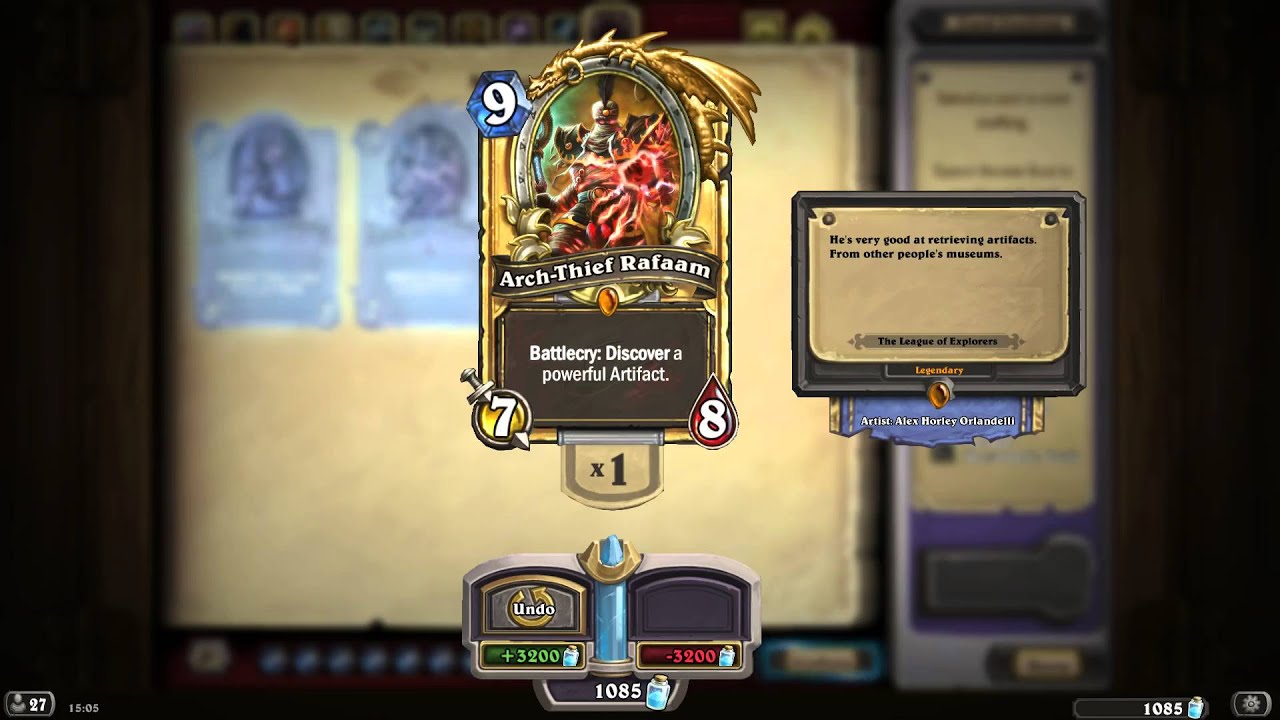 Arch-Thief Rafaam HD Hearthstone Legendary Golden Card Spotlight