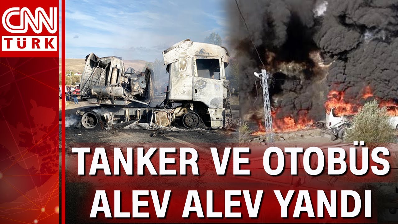Ağrı'da yolcu otobüsü ile tanker çarpıştı! Kaza sonrası araçlar yandı, ölü ve yaralılar var!
