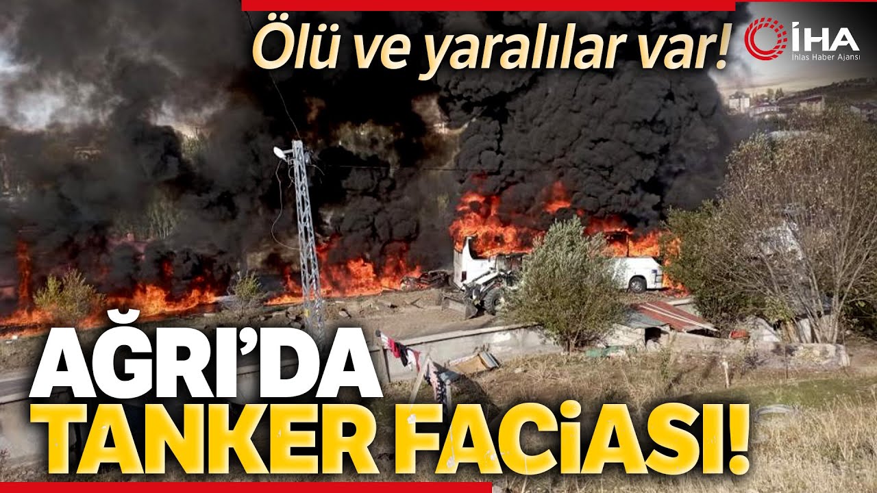 Ağrıda Yolcu Otobüsü ile Tankerin Çarpıştı, Kaza Sonrası Yangın Çıktı
