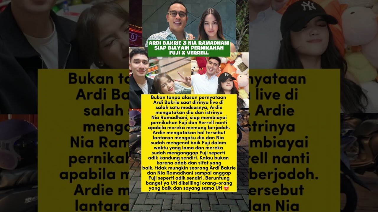 ARDI BAKRIE & NIA RAMADHANI SIAP BIAYAIN NIKAH FUJI & VERREL #fujian #verrelbramasta #artis #hiburan