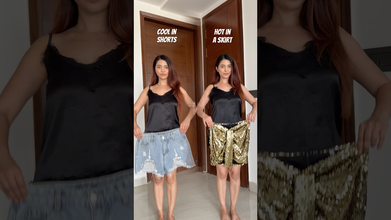 Are you SHORTS or SKIRT girlie?🥵 #denimshorts #rhinestones #skirts #fashionstyling #stylingtips