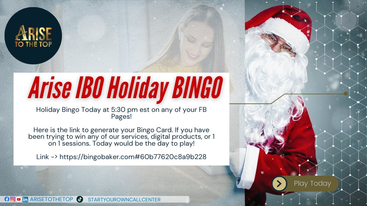 Arise IBO Holiday Bingo