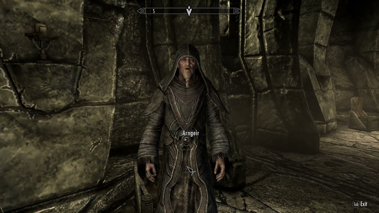 Arngeir gets pissed off at dragonborn for wanting to know dragonrend