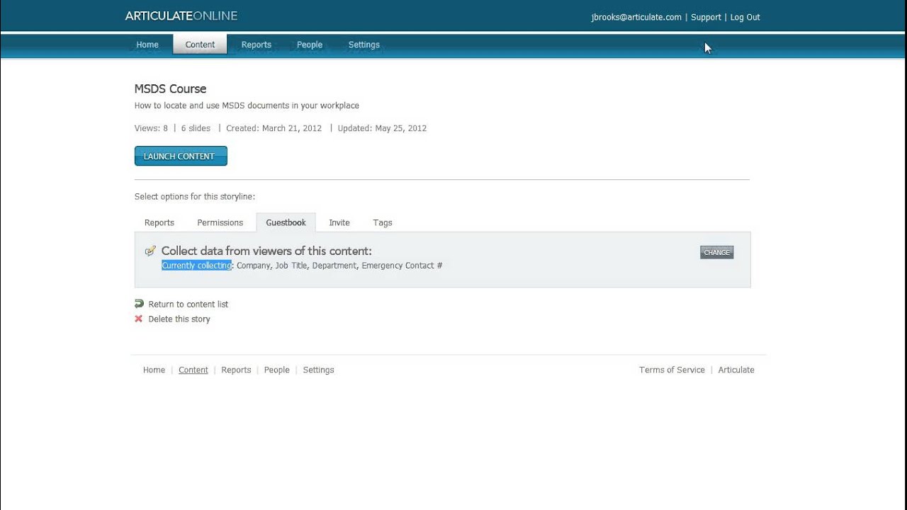 Articulate Online tutorial: Setting up and using a guestbook