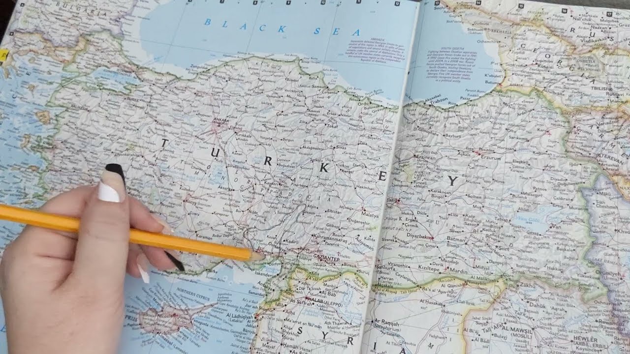 ASMR ~ Adana, Türkiye History & Geography ~ Soft Spoken Map Tracing Page Turning
