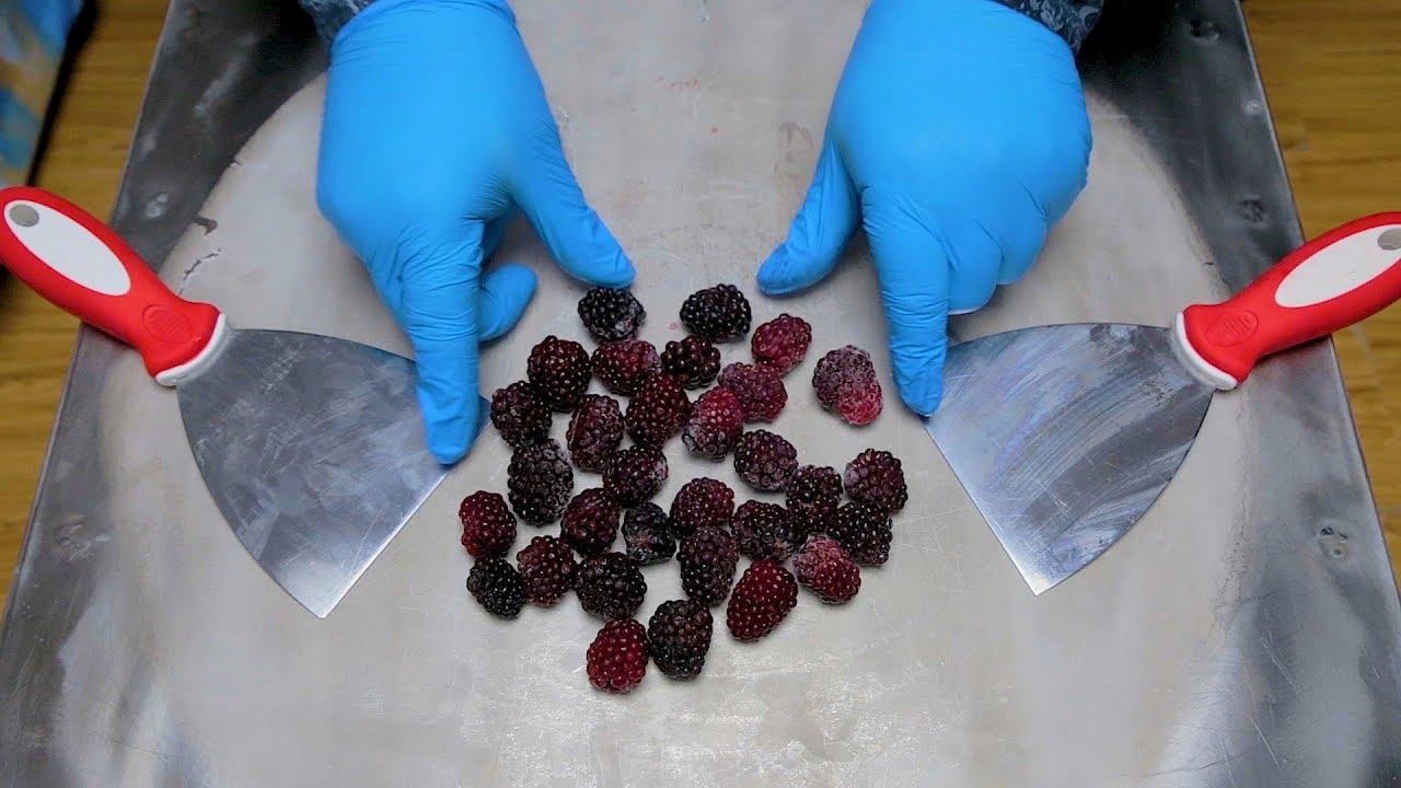 ASMR – Blackberry Rolled Ice Cream | Жареное мороженое с Ежевикой