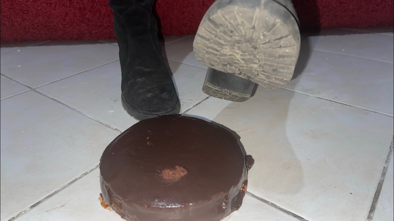 ASMR | Crushing a chocolate cake in my dirty boots 🎂