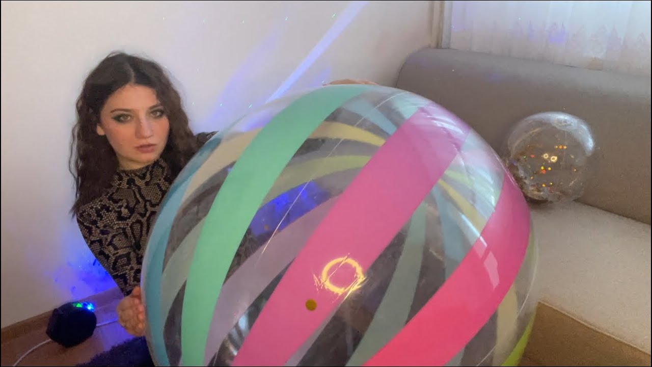 ASMR | Playing With a Giant Beachball | Deflating and Spit Painting on inflatables |
