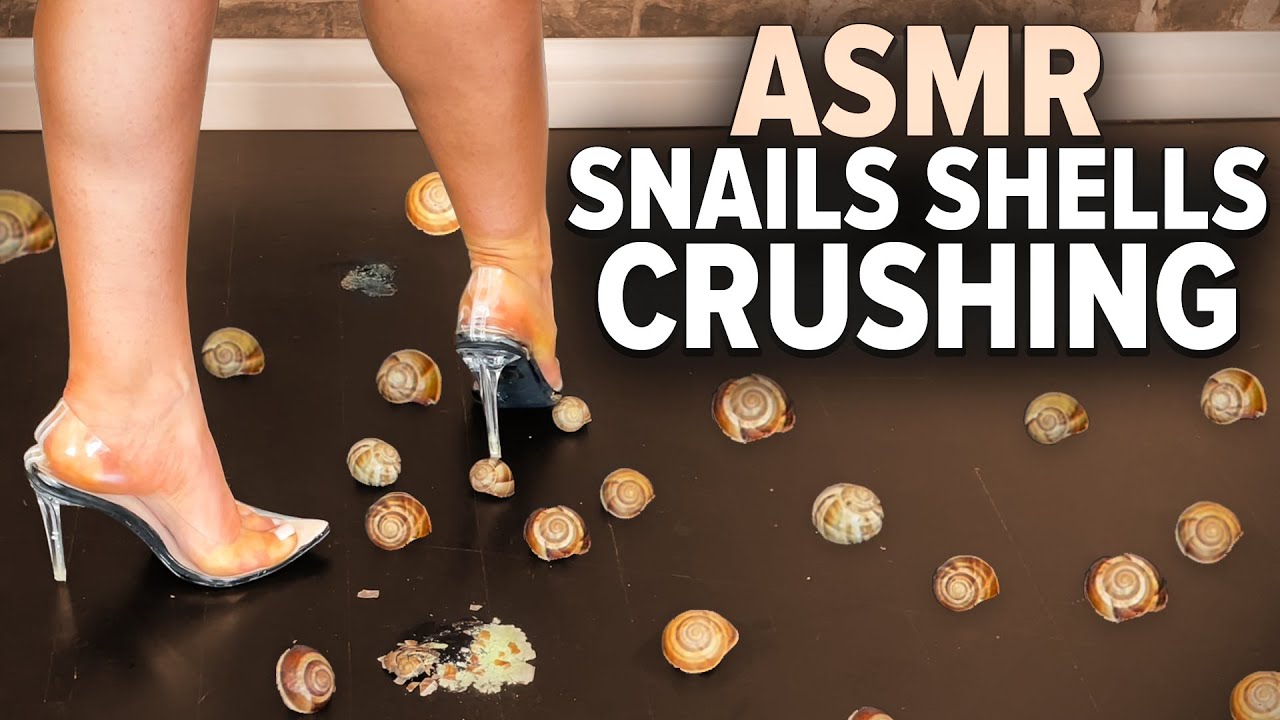 ASMR | Snails Shells Crushing with Transparent High Heels