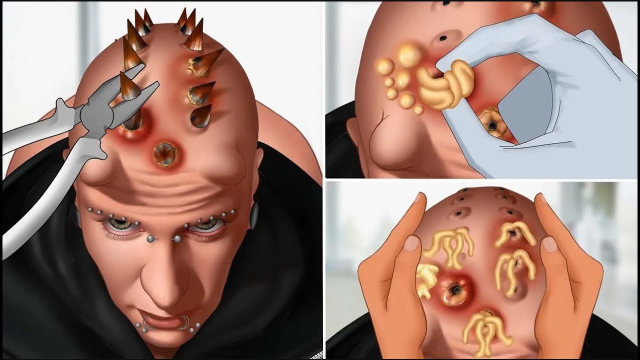 ASMR Animation 47 giantess growth ASMR vampire Popping pustules on head spike implant animation