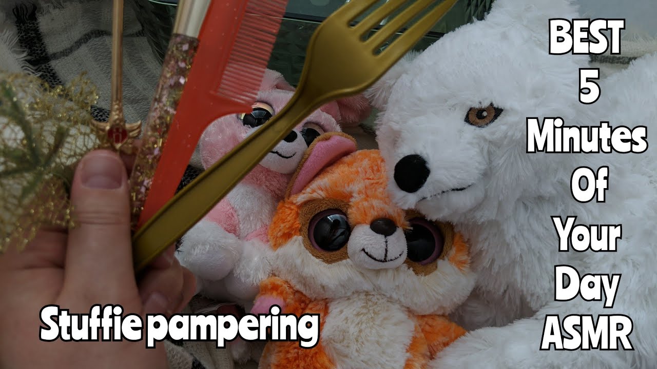 ASMR BEST 5 MINUTES OF YOUR DAY!! (stuffie pampering & Wet Mouth Sounds)