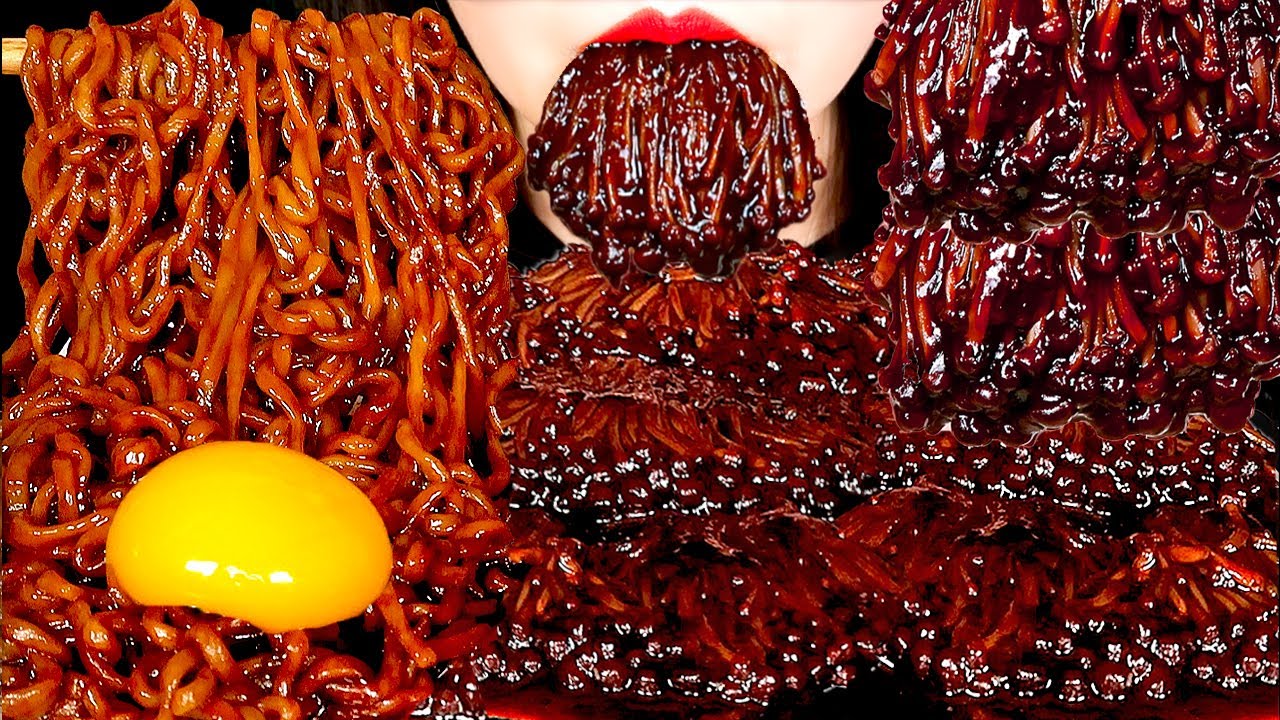 ASMR BLACK BEAN ENOKI MUSHROOMS, TRUFFLE BLACK BEAN NOODLES 짜장팽이버섯, 트러플짜파게티 먹방 EATING SOUNDS MUKBANG