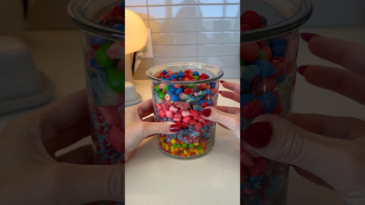 *ASMR* CANDY SALAD! #asmr #kitchen #restock #kitchenrestock #candy #candysalad #storage