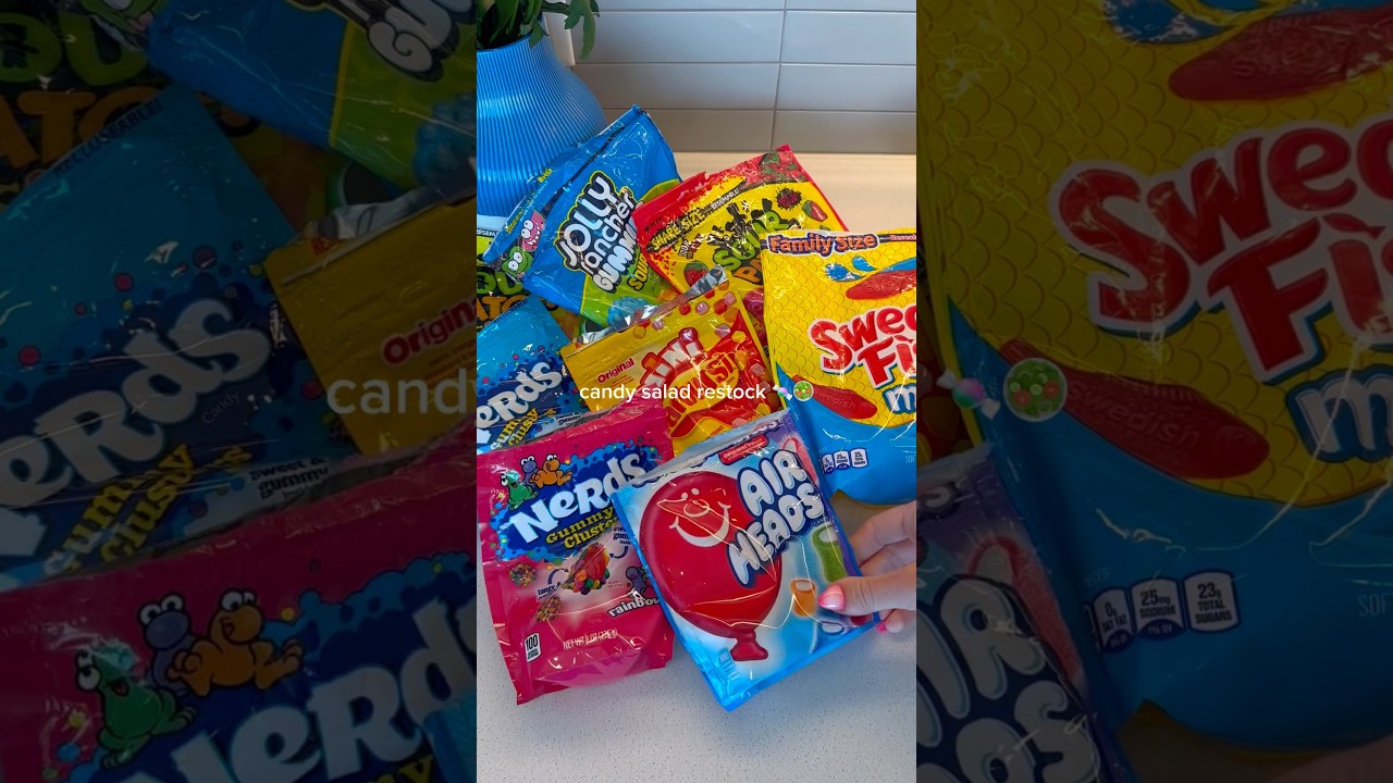 *ASMR* CANDY SALAD RESTOCK! #asmr #restock #snackideas #kitchen #candy #candysalad #satisfying